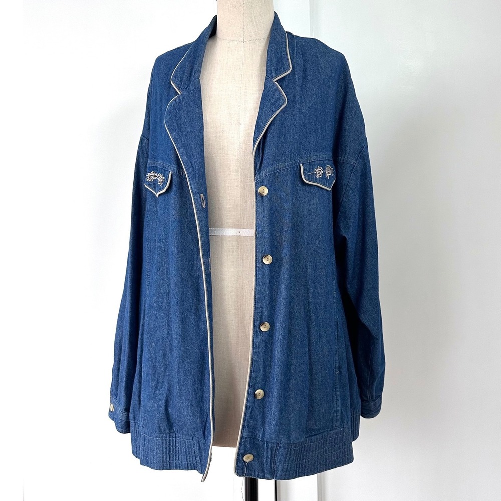 Koret Blue Denim Jacket with Cream Piping